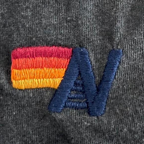 AVIATOR NATION Rainbow Lightning Bolt Charcoal Long Sleeve Cropped Tee ~ Size XL - Picture 4 of 6